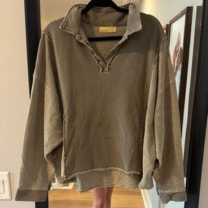 Olive Green Button-Up Hoodie